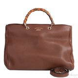 Brown Leather Bamboo Shopper Tote
