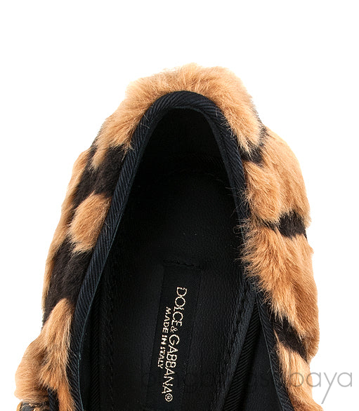 Tiger-print faux fur Pumps