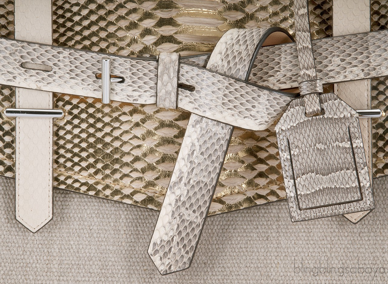 Beige Canvas Python Boxer