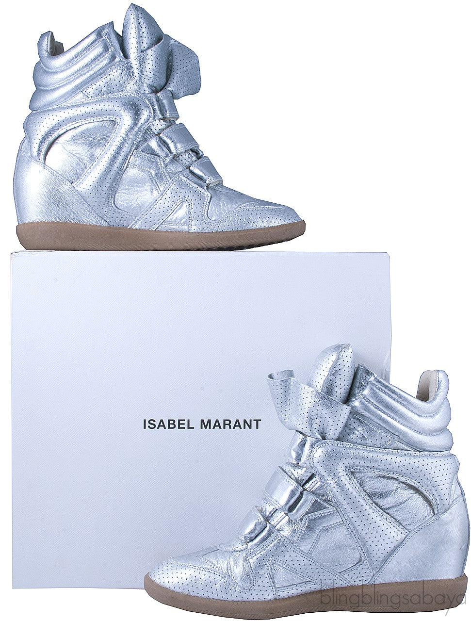 Silver Metallic Leather Bird Sneakers