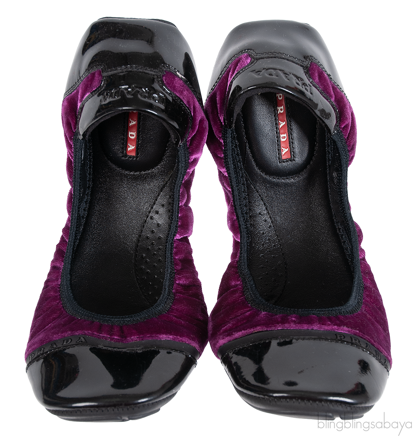 Prada Velvet Purple & Black Sport Ballet Flats