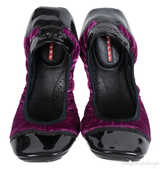 Prada Velvet Purple & Black Sport Ballet Flats