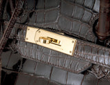 Birkin 35 Brown Patent Porosus GHW