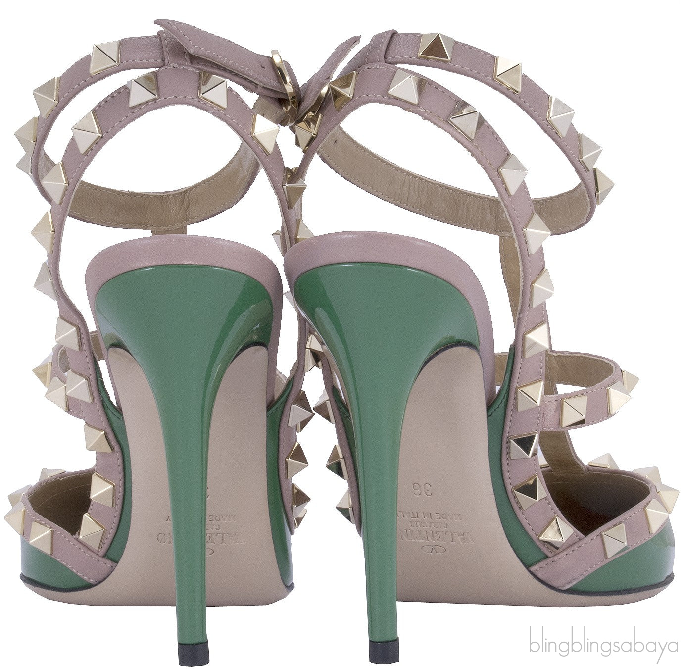 Vert Anis Rockstud Leather Pump
