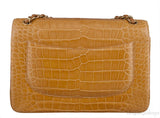 Camel Brown Crocodile Jumbo Flap Bag