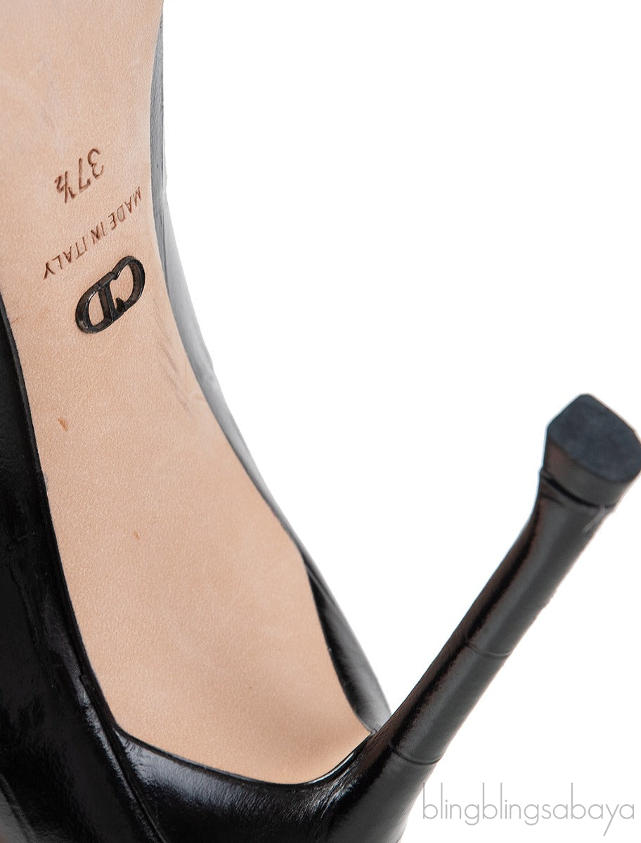 Black Croc Print Crystal Embellished Heels