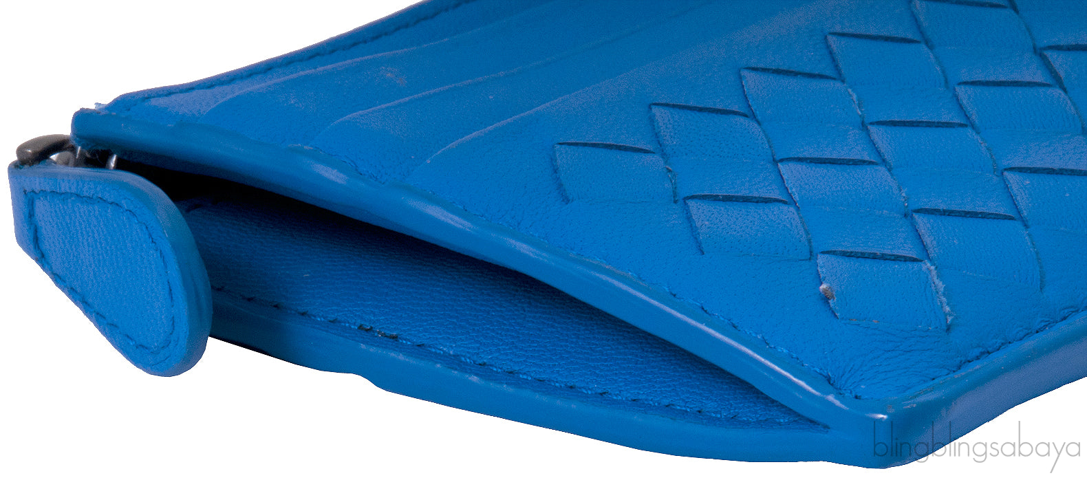 Blue Zip Top Leather Card Holder*