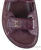 Quilted Leather CC Velcro Burgundy Sandals