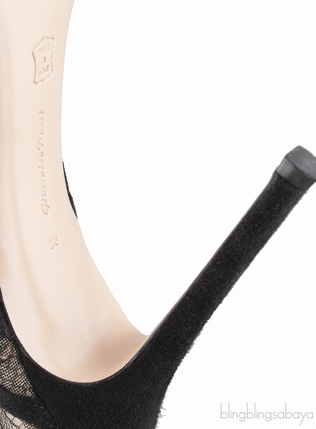 Floral Lace Mesh Lace-up Heels