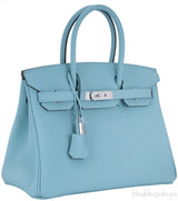 Birkin 30 Bleu Atol Togo PHW