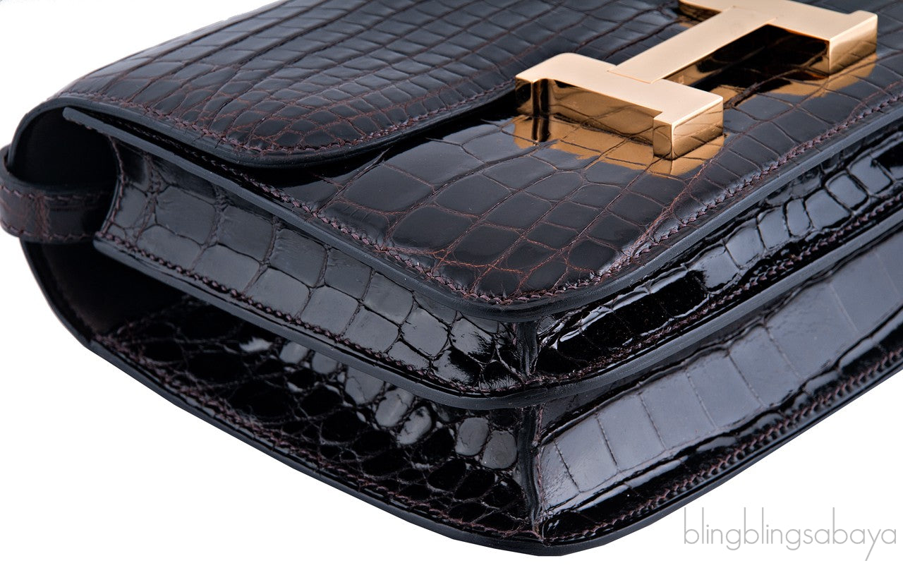 Constance III Dark Brown Nilo Croco