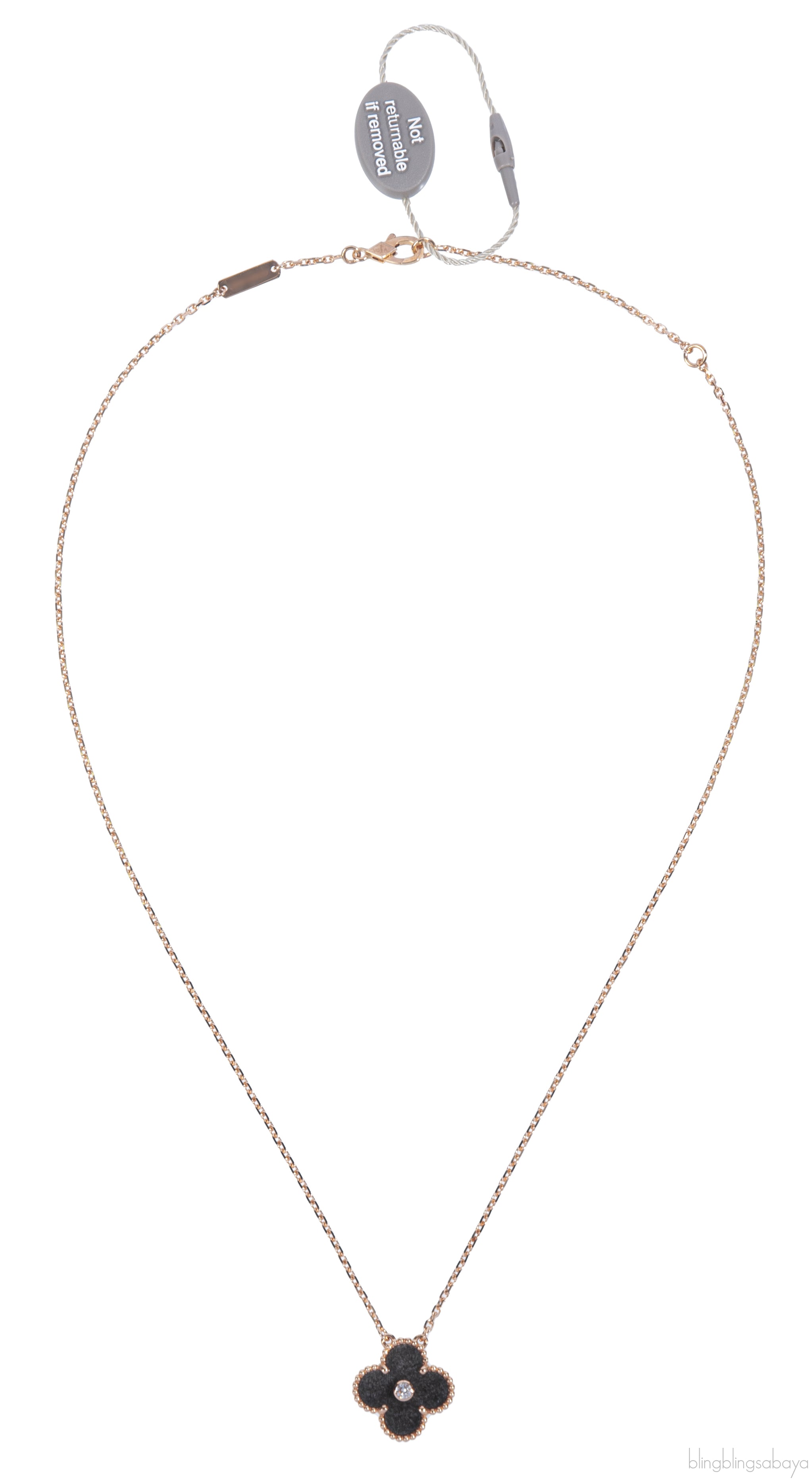 Van Cleef & Arpels Vintage Alhambra Grey Obsidian Holiday Pendant 2023