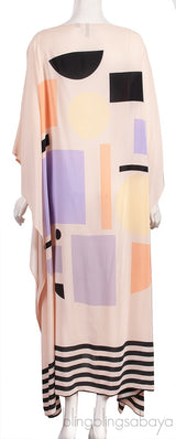 Beige Multicolor Kaftan Dress