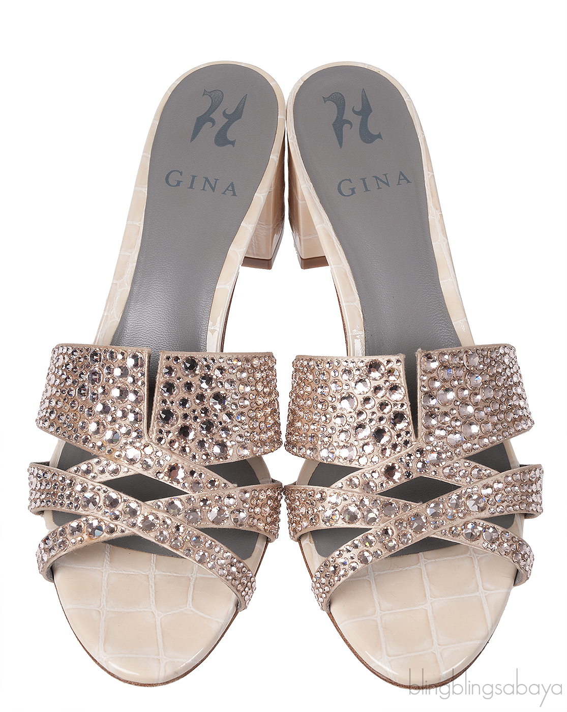 Pink Crystal Croc Embossed Sandals