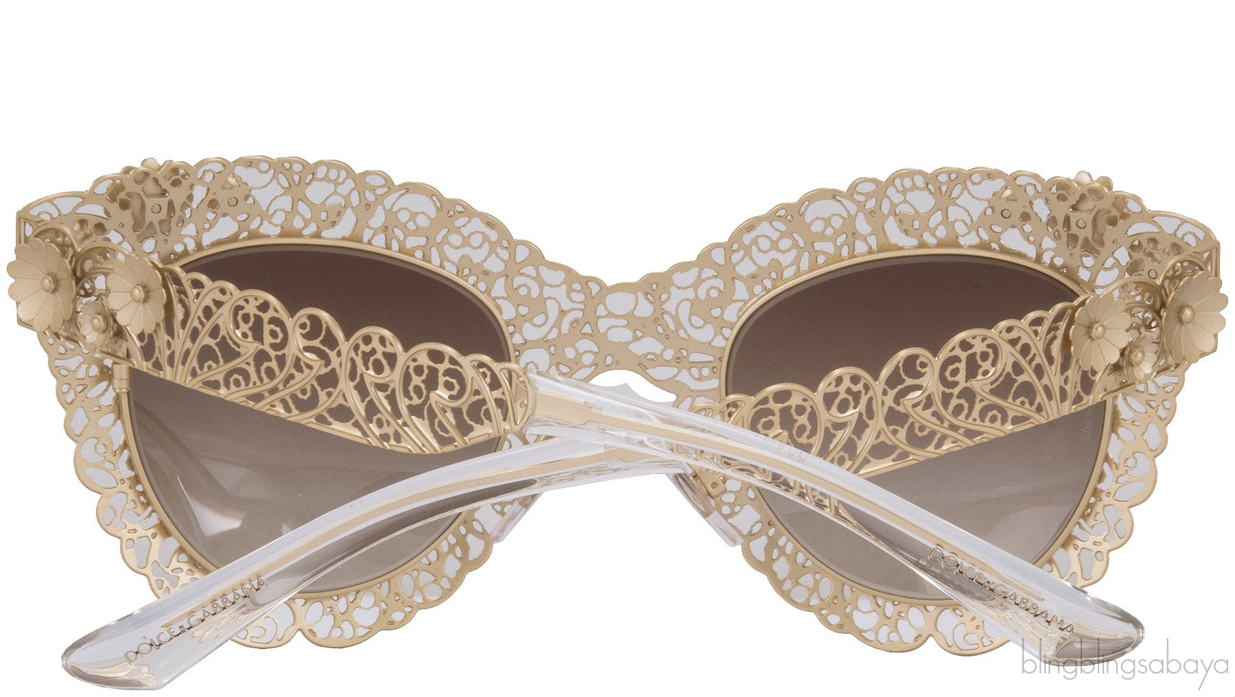 Cat Eye Filigree Gold Tone Sunglasses