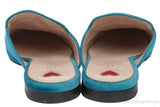 Teal Tiger Embroidered Princetown Slide