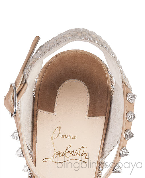 Beige Cordillera Studded Wedge Sandals