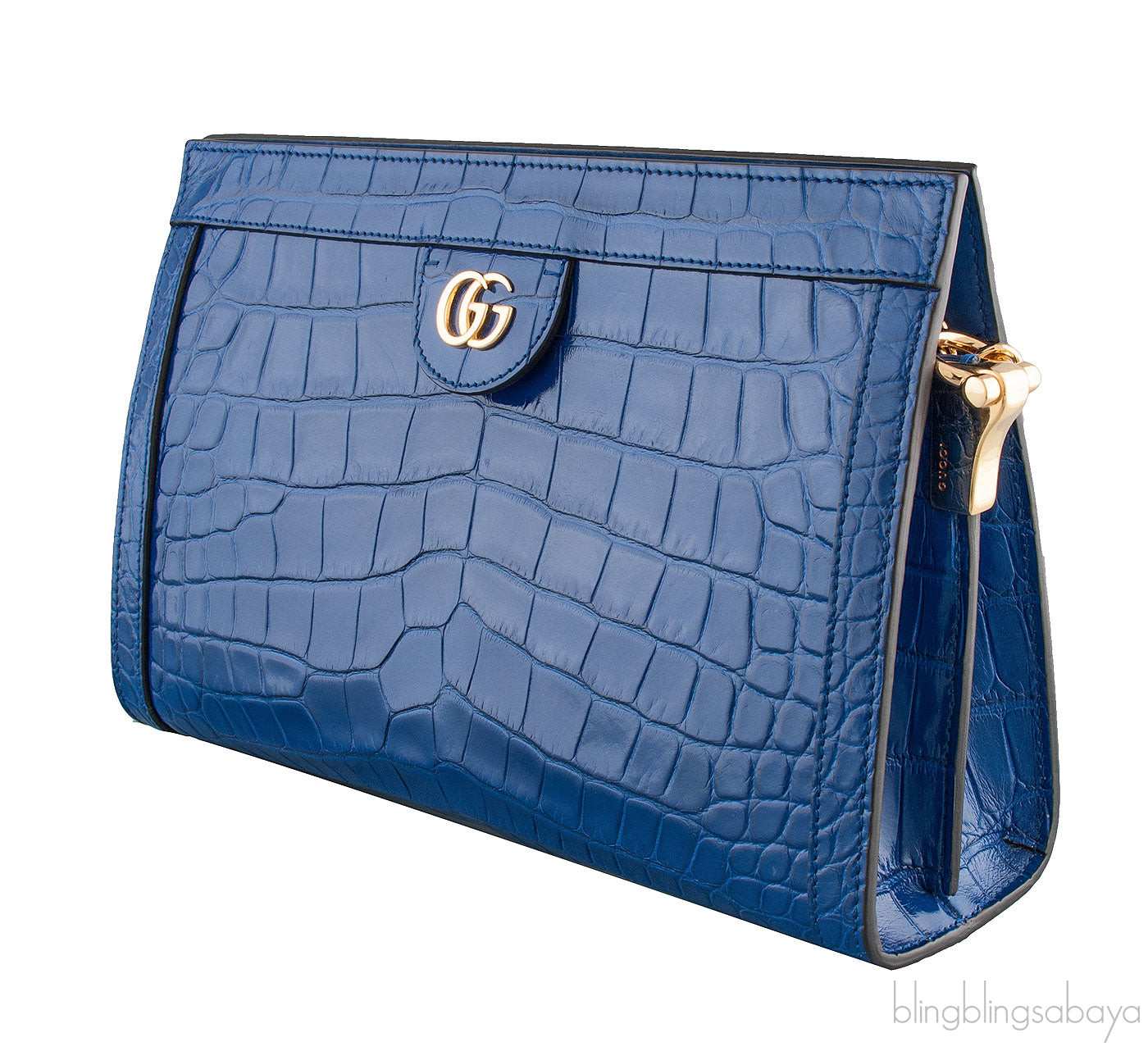 Ophidia Crocodile Blue Shoulder Bag