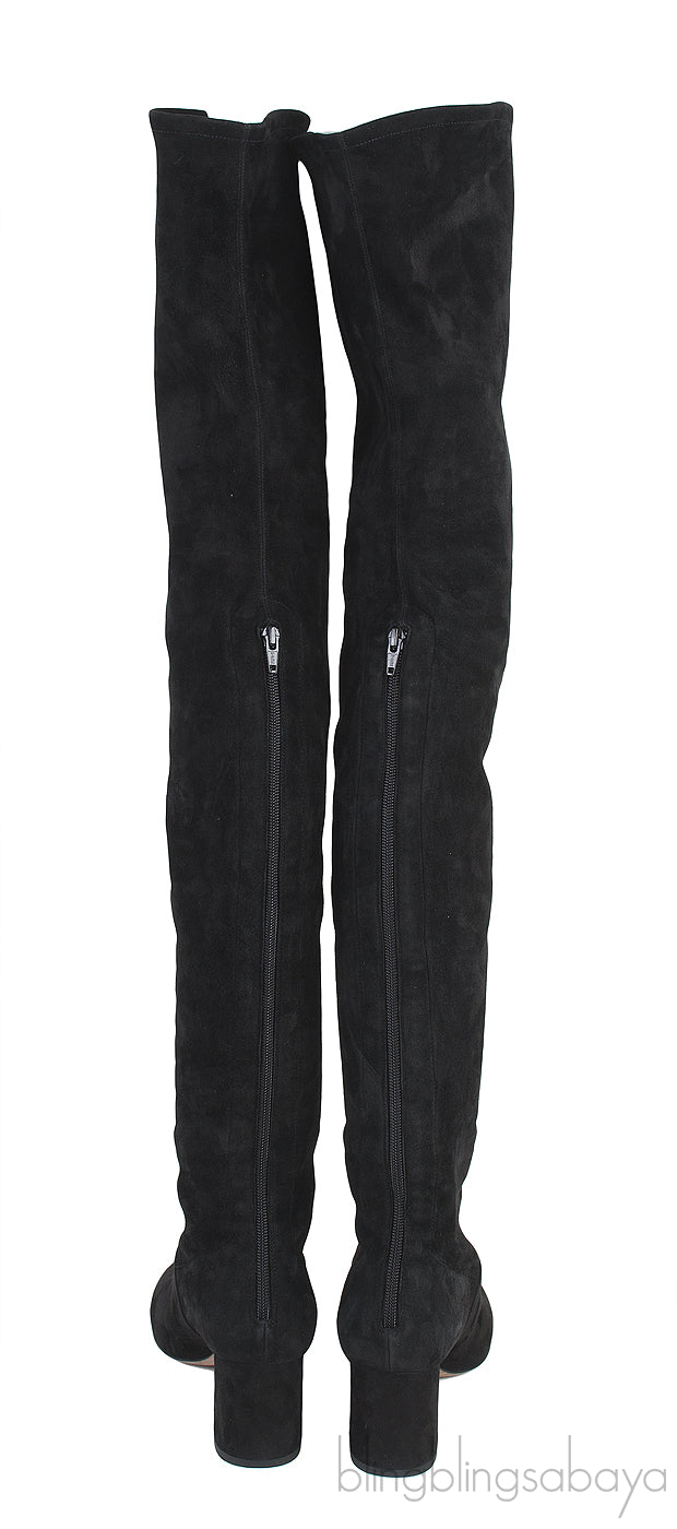 Black Suede High Leg Boots