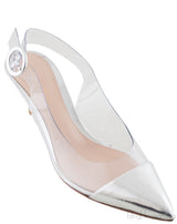 PVC Silver Pointed Toe Heels