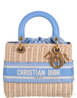 Lady Dior Natural Wicker & Light Blue Dior Oblique Jacquard Medium