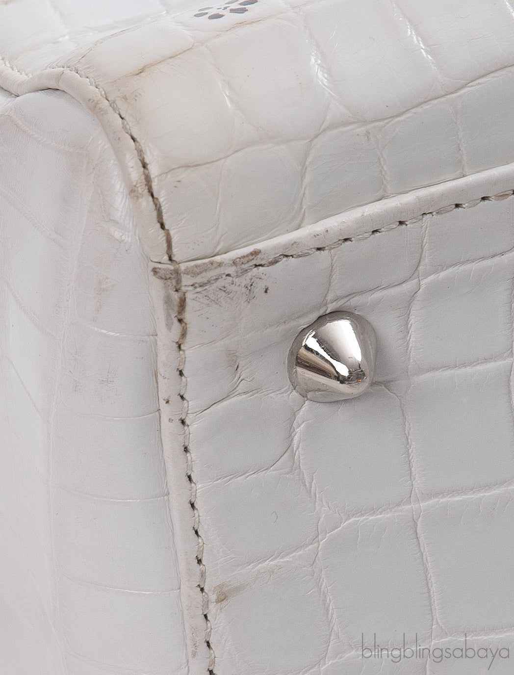 Christian Dior Lady Dior White Printed Crocodile Medium Bag
