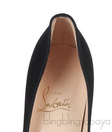 Christian Louboutin Prive Black Satin Peep Toe Pump