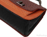 Tri-color Leather Top Handle Bag