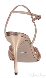 Gucci Rose Gold Metallic Crystal Sandals