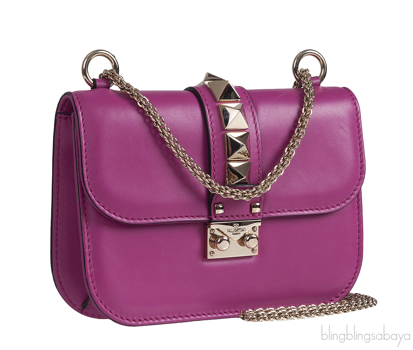 Fuchsia Rockstud Glam Shoulder Bag
