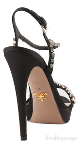 Jewel Embellished Black Sandals
