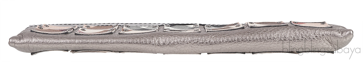 Long Grey & Checkered Wristlet Clutch