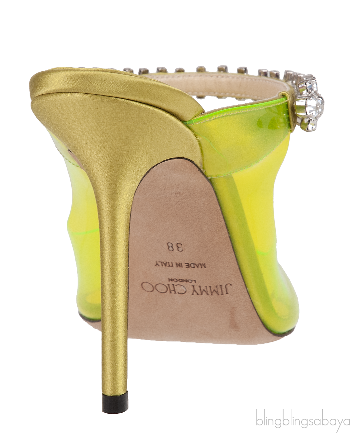Jimmy Choo Bing Green PVC 100 mm Crystal