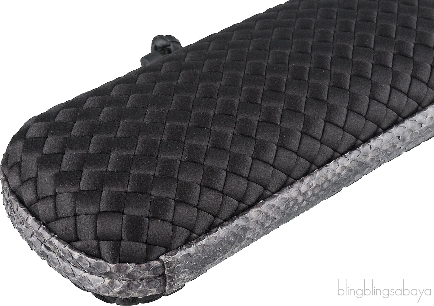 Black Intrecciato Snake Trim Clutch