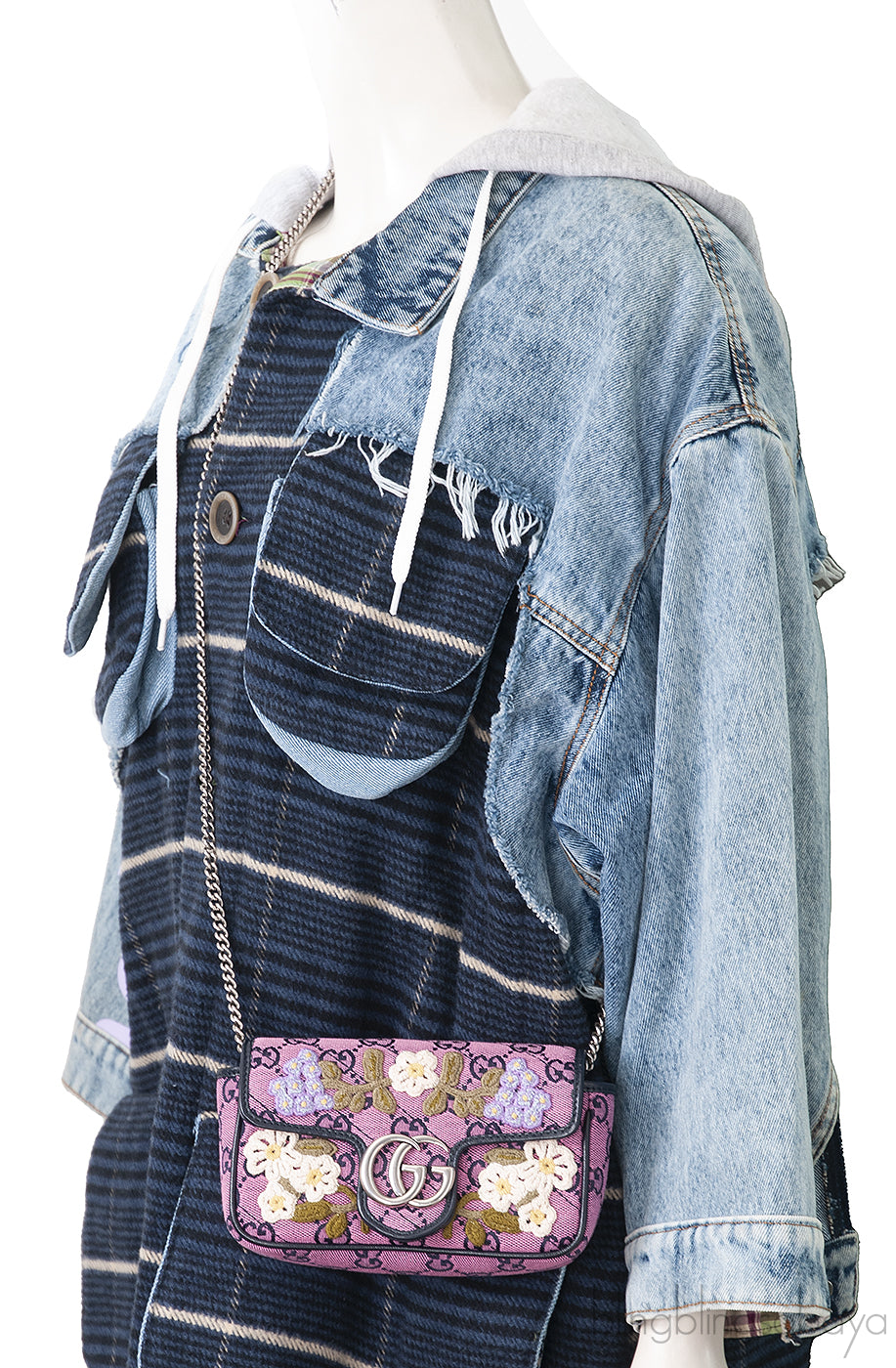 Pink GG Marmont Embroidery Super Mini Bag