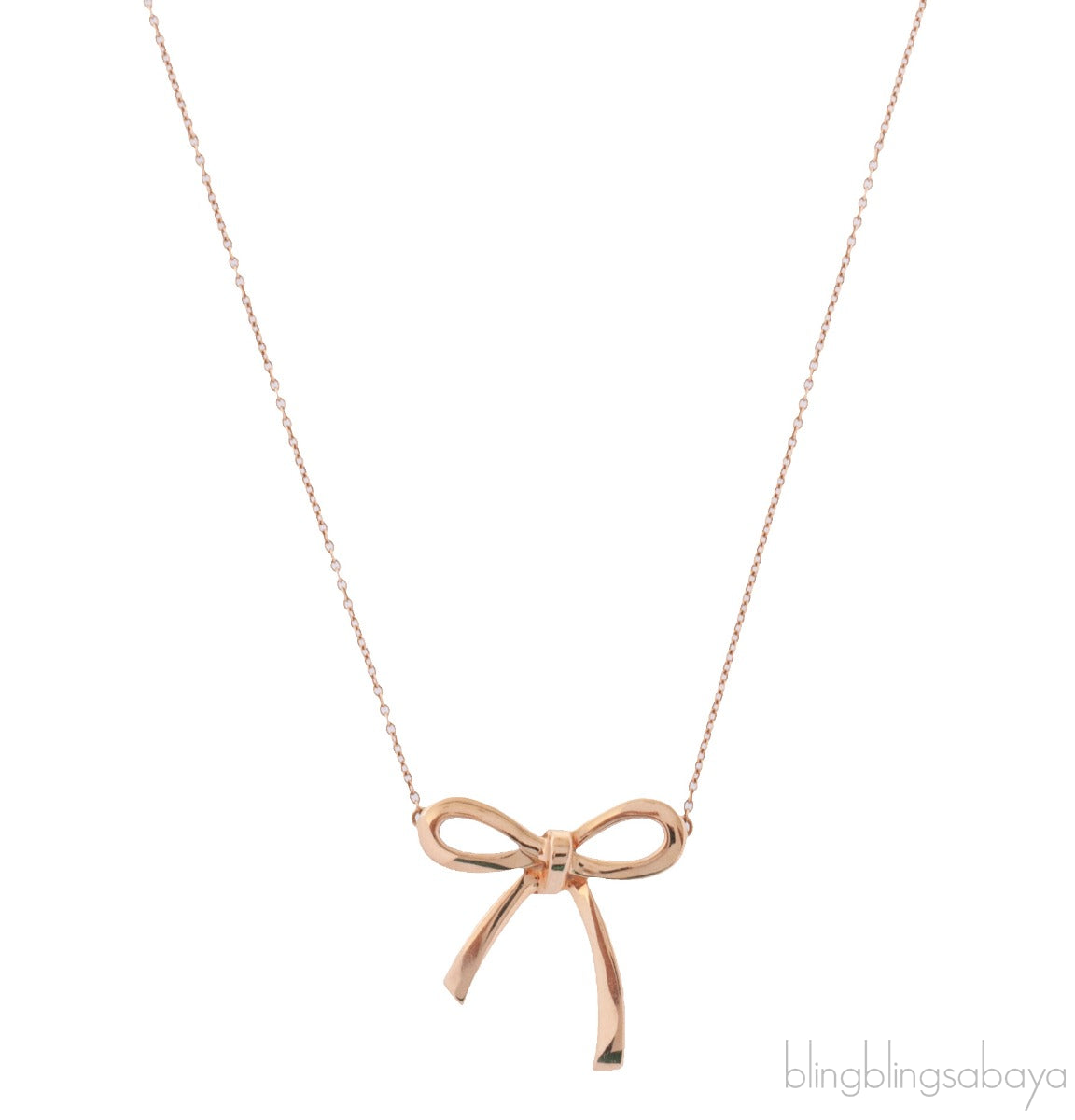 Yellow Gold Bow Pendant Necklace