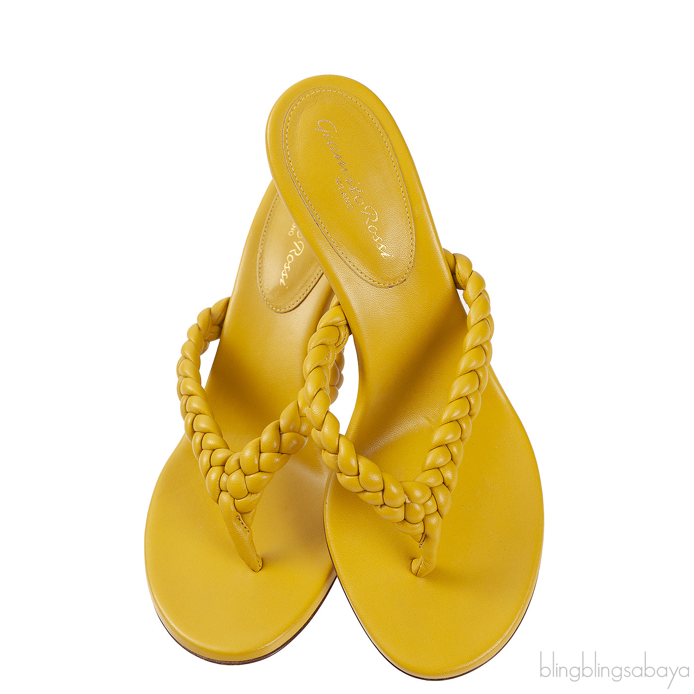Yellow Woven Strap Thong Sandals