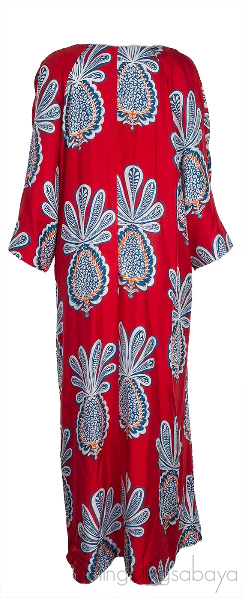 Red Printed Kaftan Dress