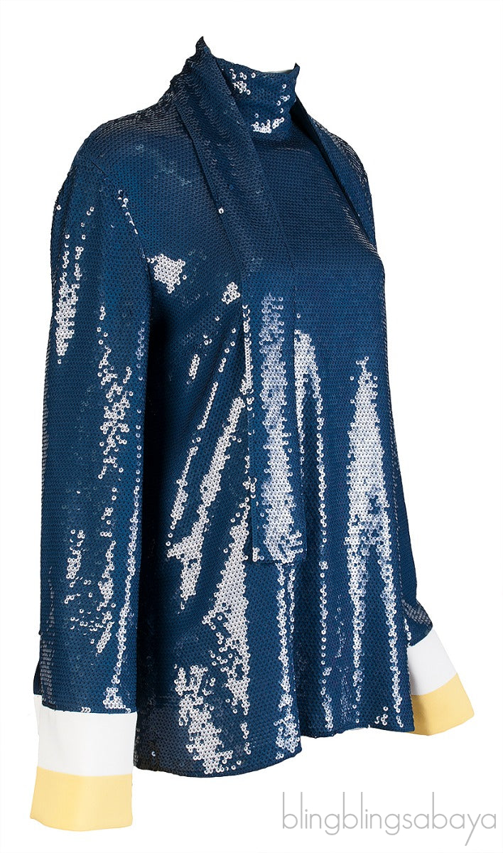 Oversized Cuffs Sequin Blouse