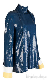 Oversized Cuffs Sequin Blouse