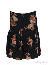 Valentino Black Floral Print Tube Peplum Top L