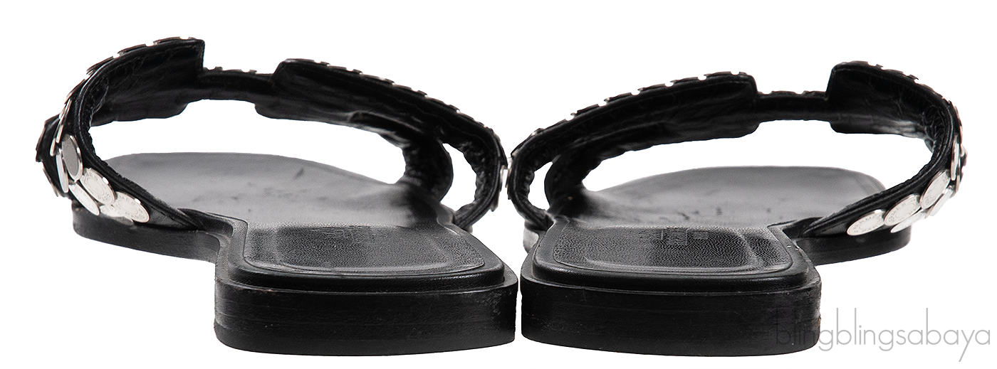Hermes Oran Black \"Clou de Selle\" Sandals