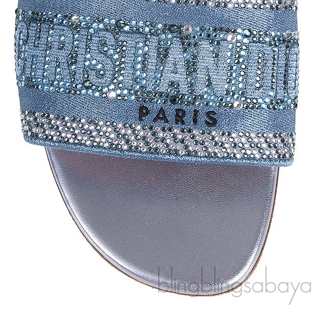Dway Blue Grey Crystal Flat Slide