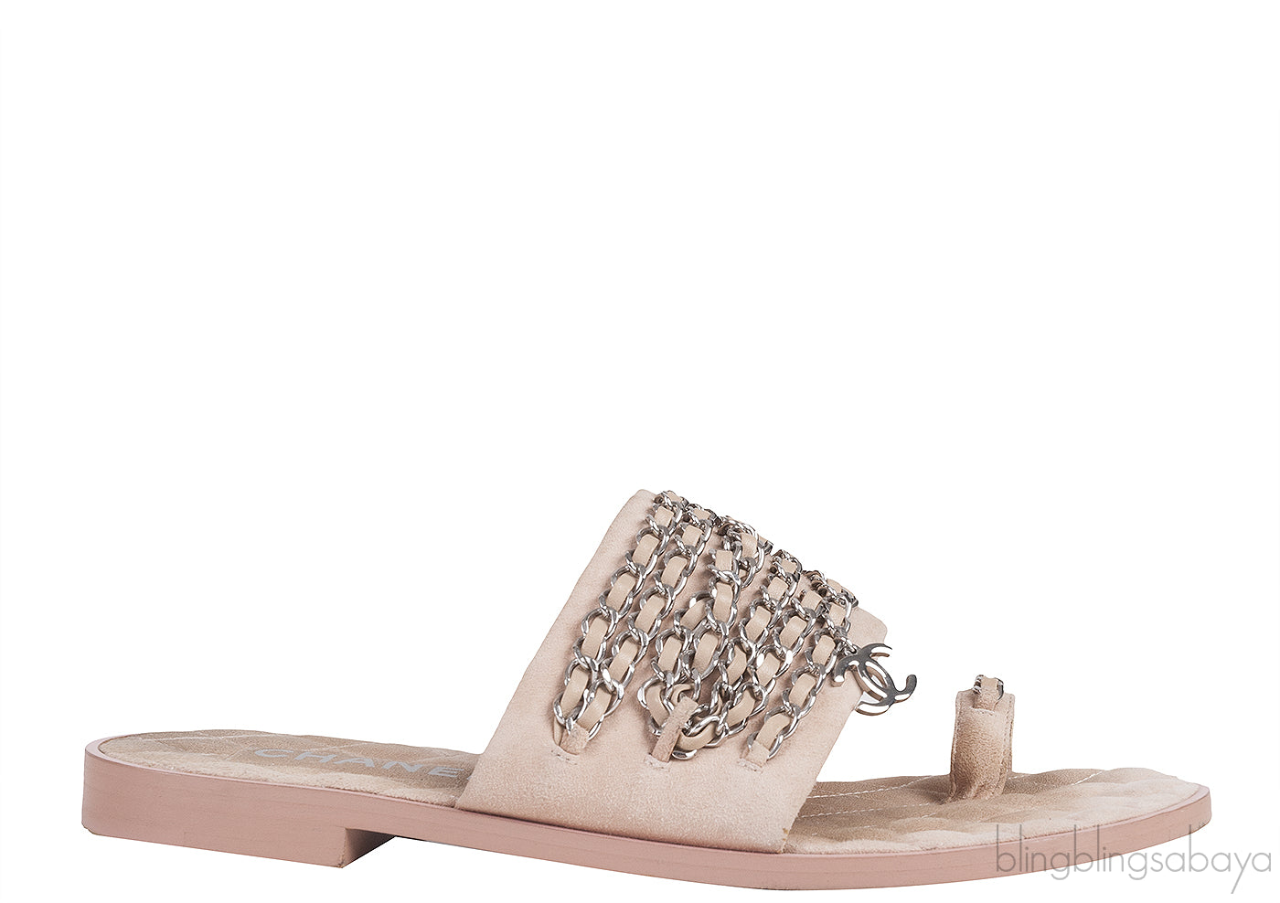 Beige Suede & Chain Sandals