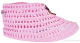 Pink Raffia Crochet Visor