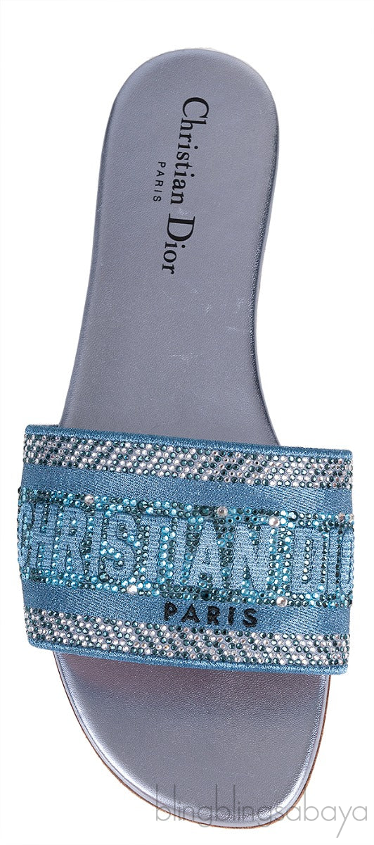 Dway Blue Grey Crystal Flat Slide