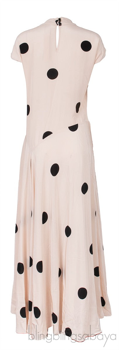 Beige & Black Polka-dot Maxi Dress