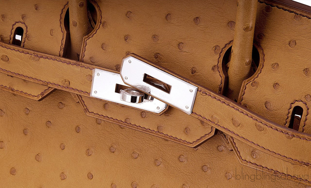 Birkin 30 Ostrich Gold PHW