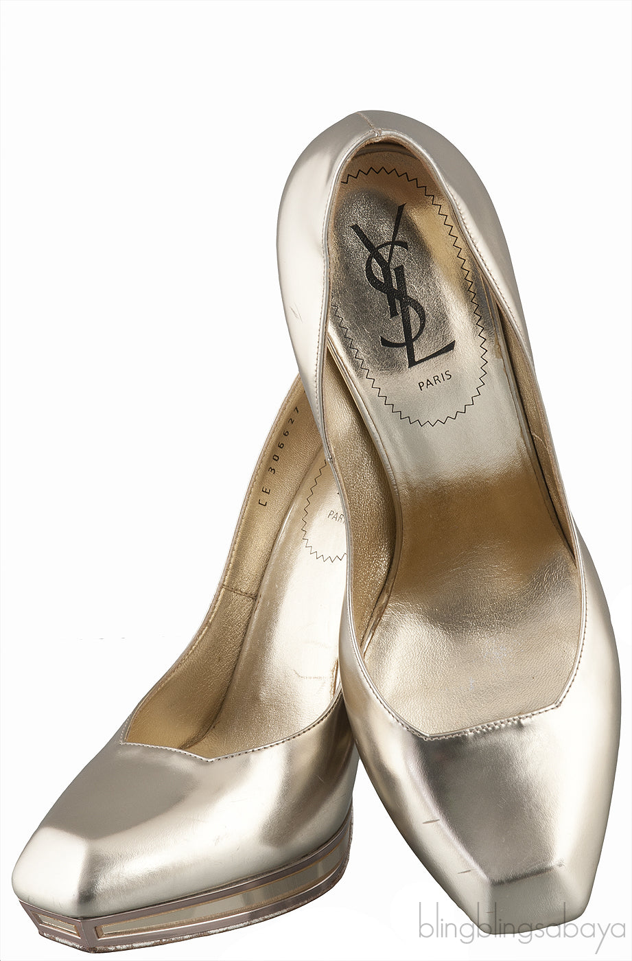 Gold Square Toe Mirrored Heels