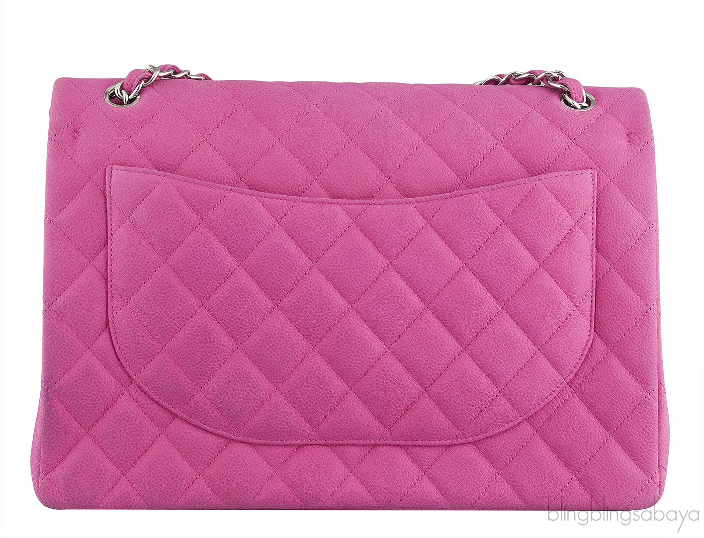 Fuchsia Pink Caviar Maxi Flap Bag